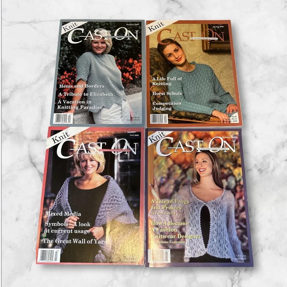 Cast On knitting and crochet magazines 2000 lot of 4
